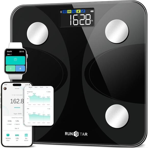 runstar Other - Runstar Smart Scale for Body Weight and Fat Percentage With Sync App Analyzer